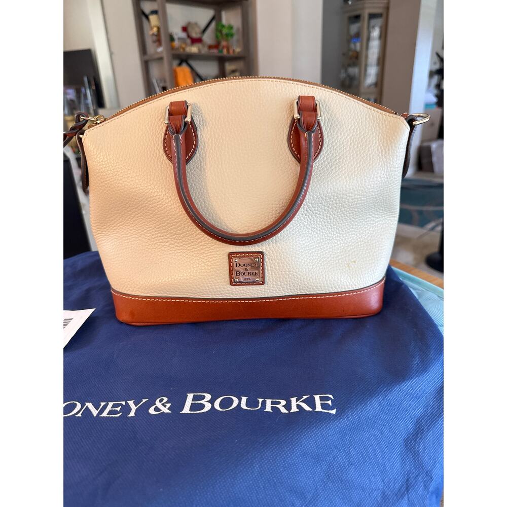 Dooney & Bourke Darcy Satchel Bone Pebble Grain Leather Bag w/ Strap Dust Bag - Picture 2 of 6